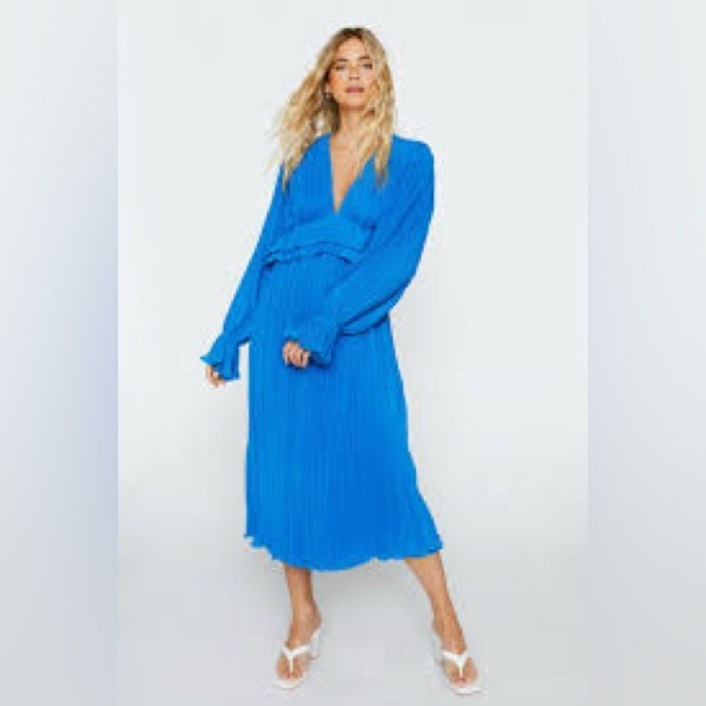 Matchmaker Midi Dress blue/cobalt pleated size 6